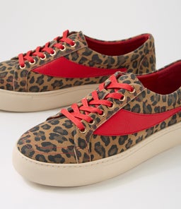 DOWENS TO CAMEL LEOPARD RED SUEDE LEATHER