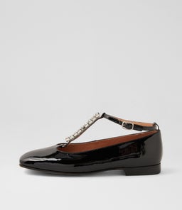 PANDER TO BLACK SILVER PATENT JEWELS