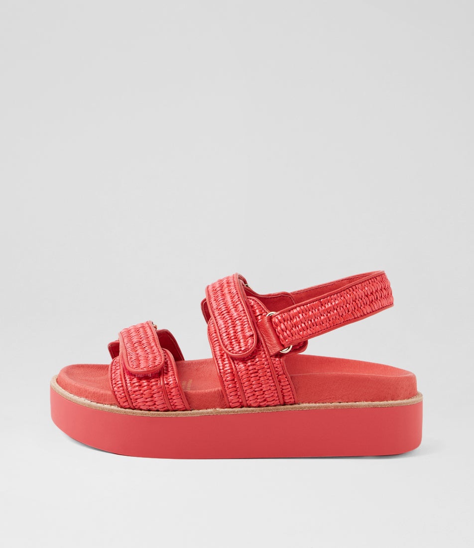 Gerria Watermelon Synthetic Raffia Sandals