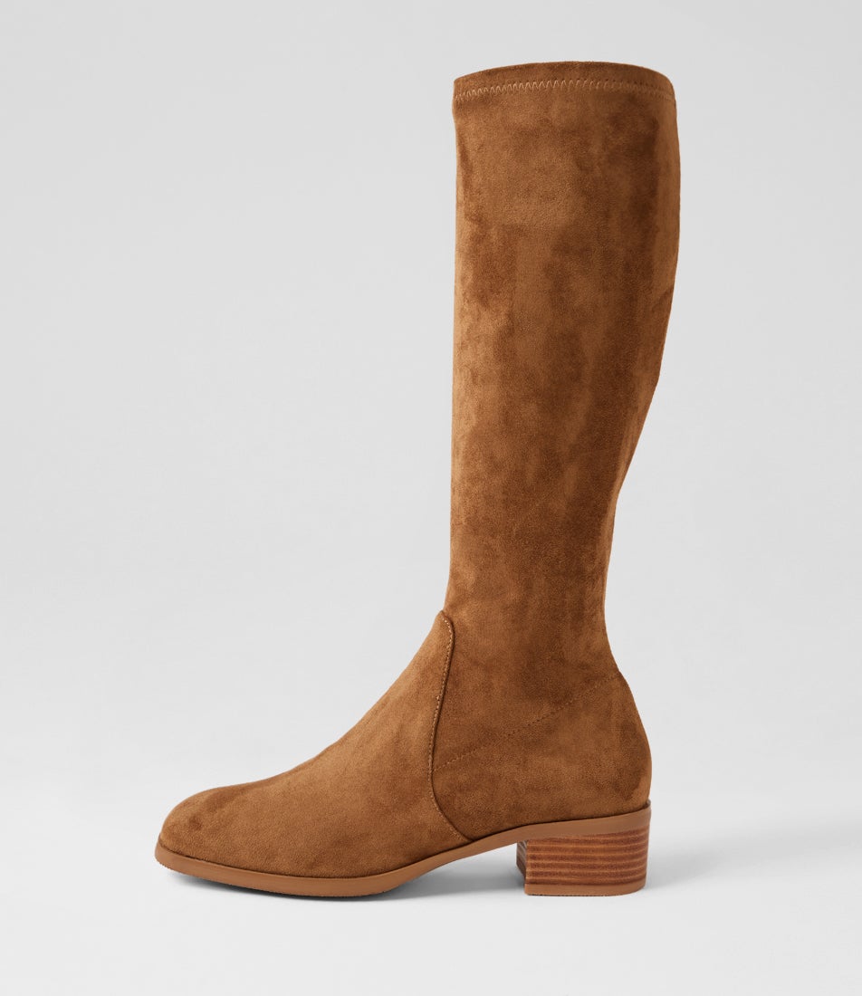 Oquail Light Choc Natural Stretch Microsuede Knee High Boots