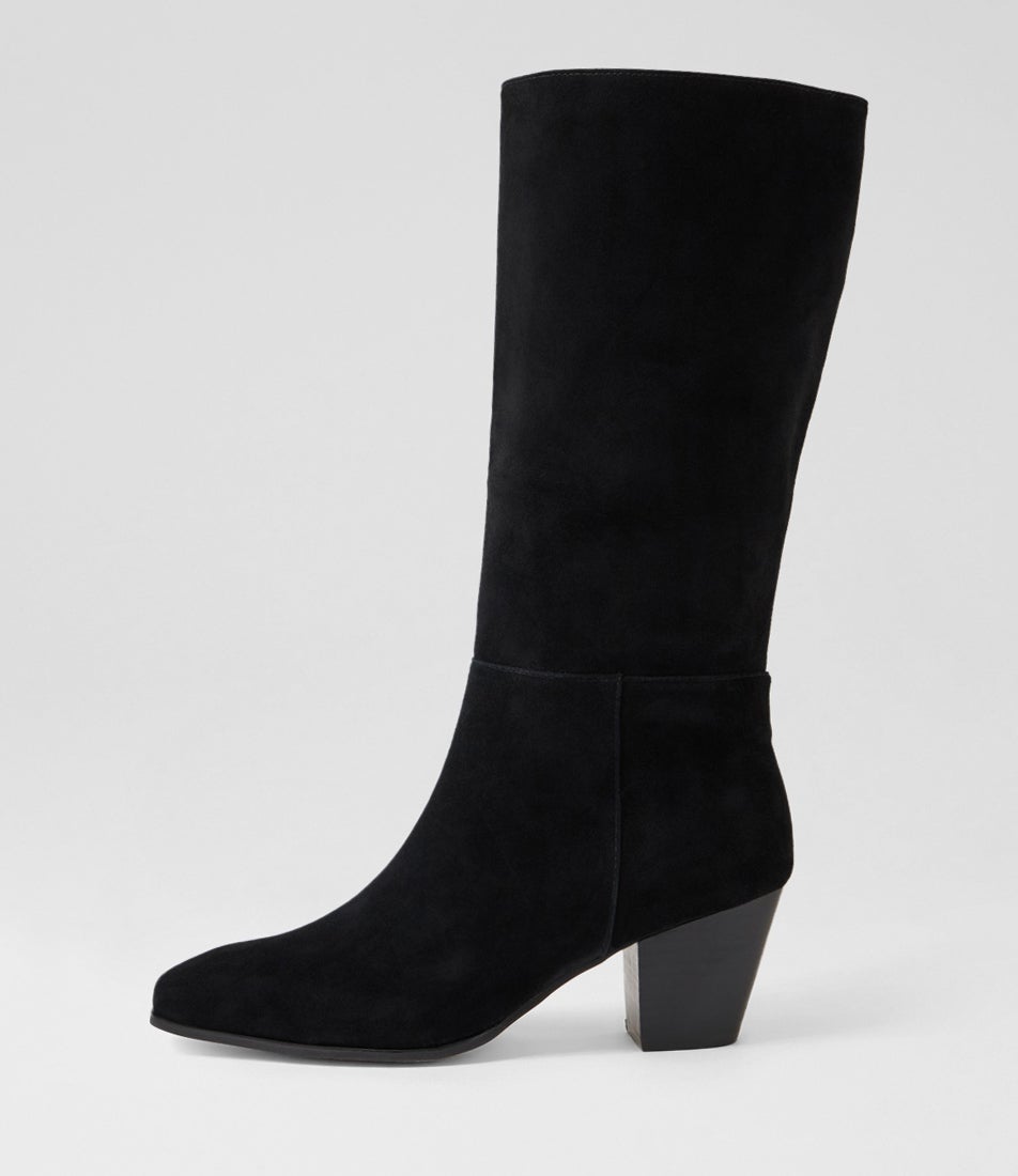 Roverr Black Suede Knee High Boots