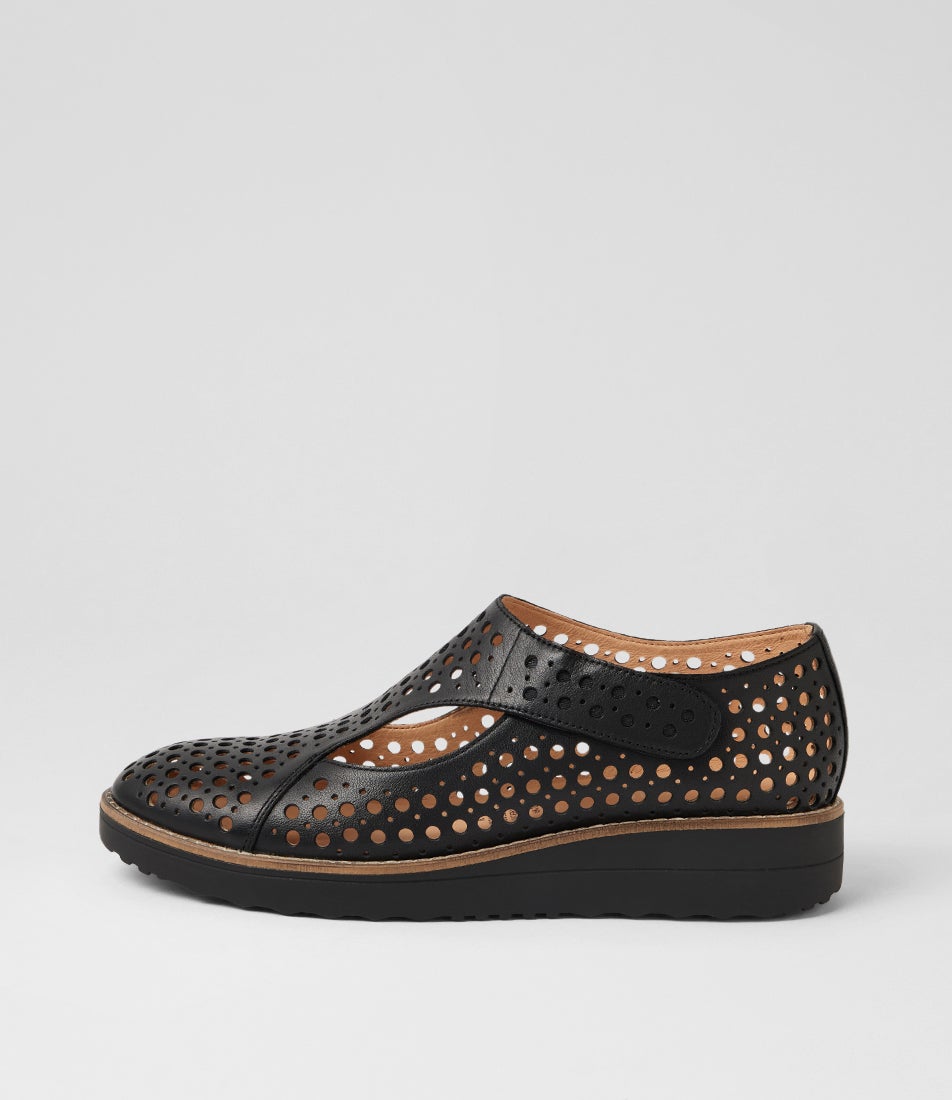 Olympa Black Leather Flat Shoes Olympa Black Leather Flat Shoes