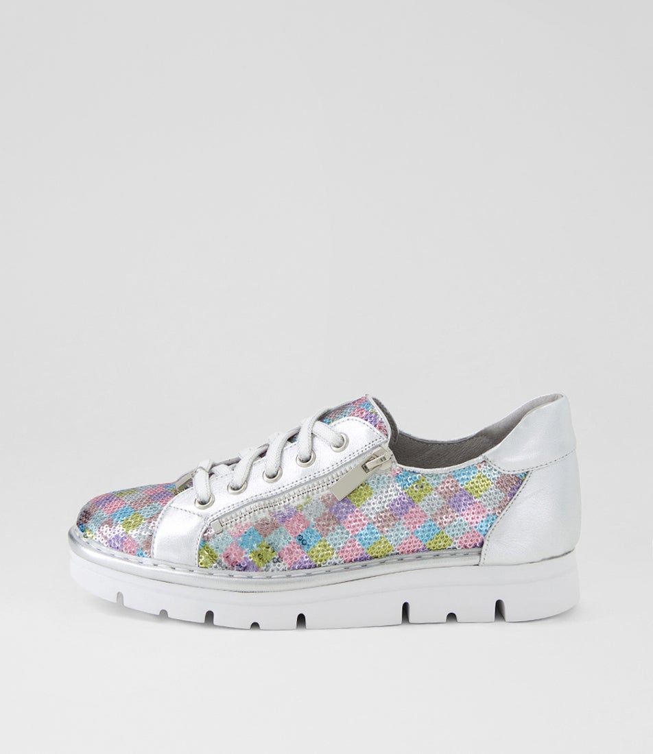 Elosy Pastel Diamond Silver Multi Sneakers Elosy Pastel Diamond Silver Multi Sneakers