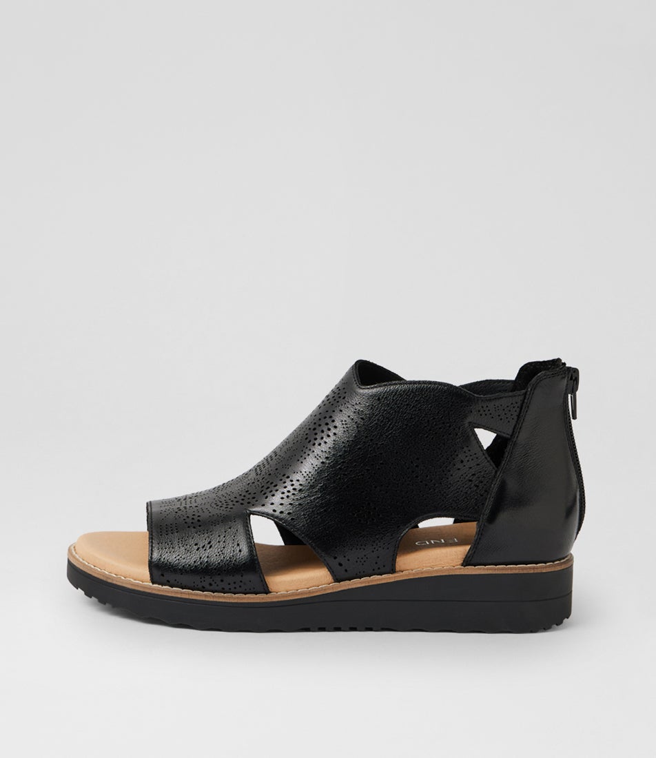 Hibby Black Leather Sandals