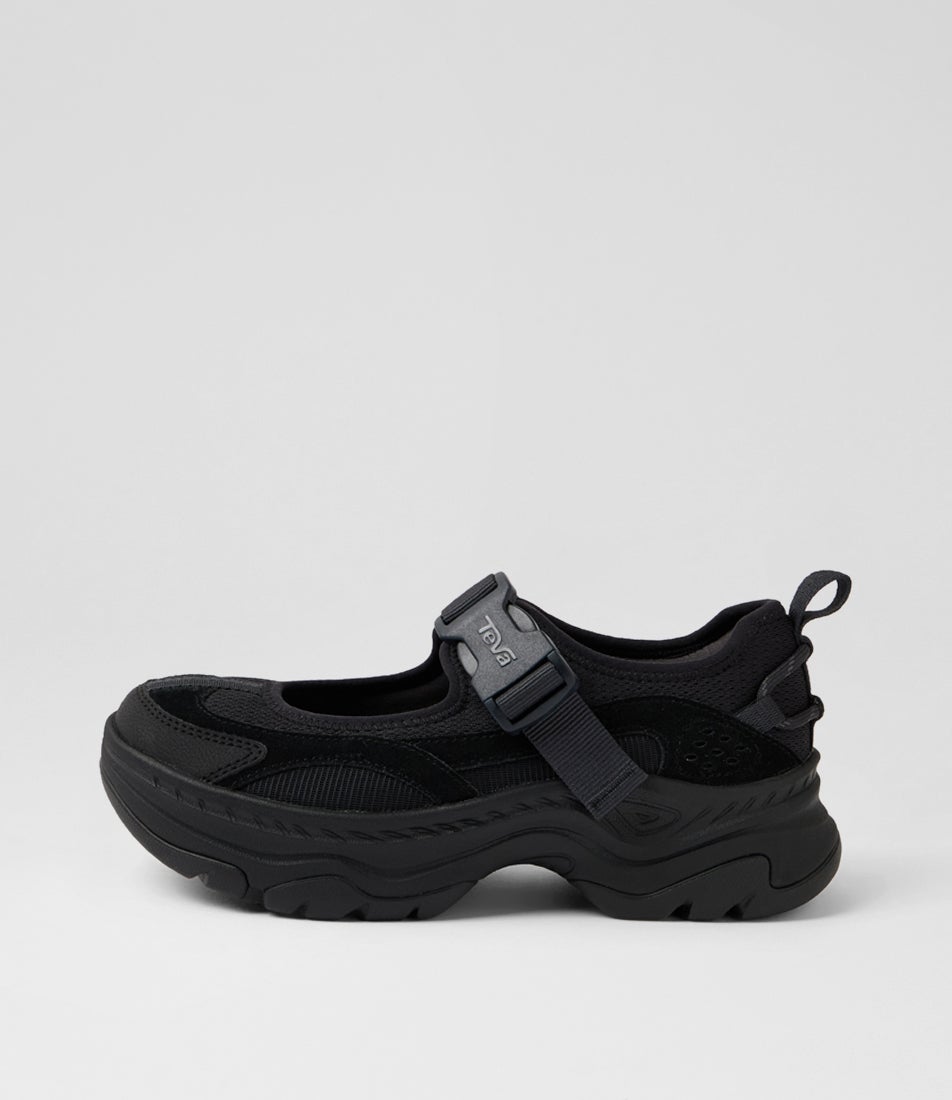 W Hurricane Ampsol Gaila Black Fabric Mary Janes