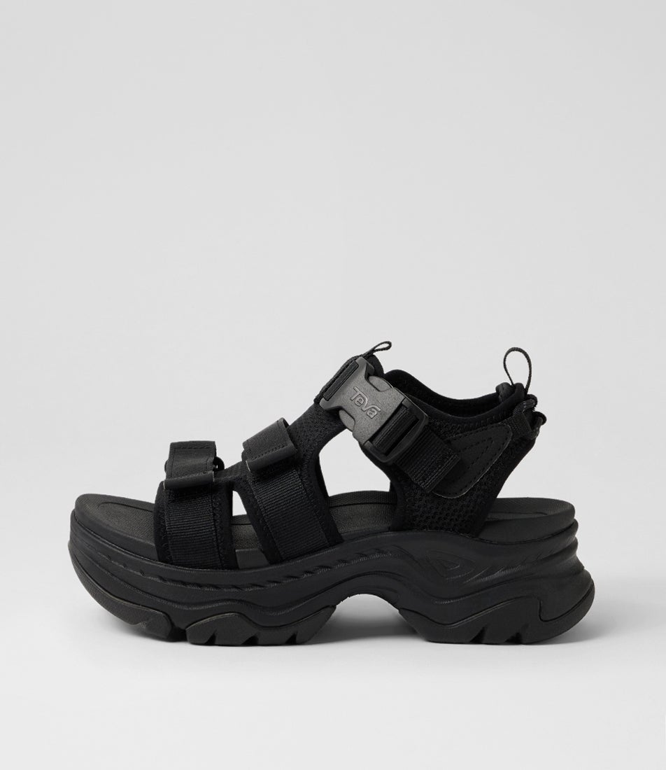 W Hurricane Ampsole Gaila Black Fabric Sandals