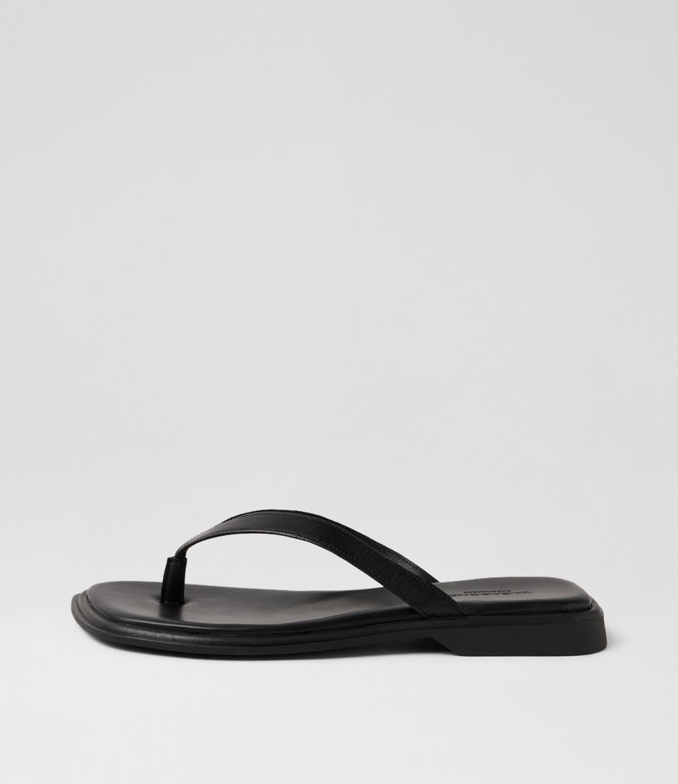 Izzy Black Leather Thongs