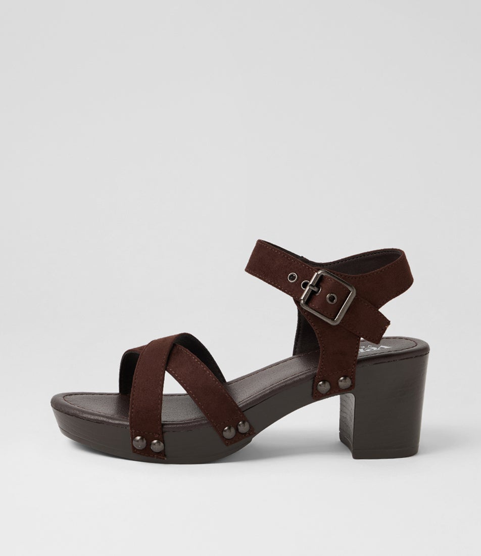 Lulu Chocolate Brown Microsuede Sandals Lulu Chocolate Brown Microsuede Sandals