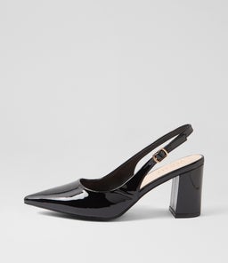 Elio Black Patent Pu Heels Elio Black Patent Pu Heels