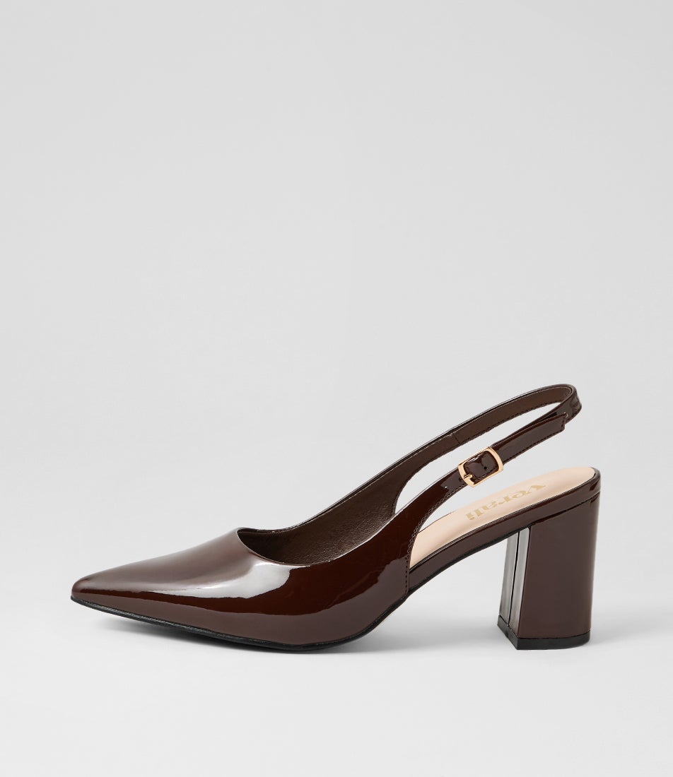 Elio Chocolate Synthetic Patent Heels Elio Chocolate Synthetic Patent Heels