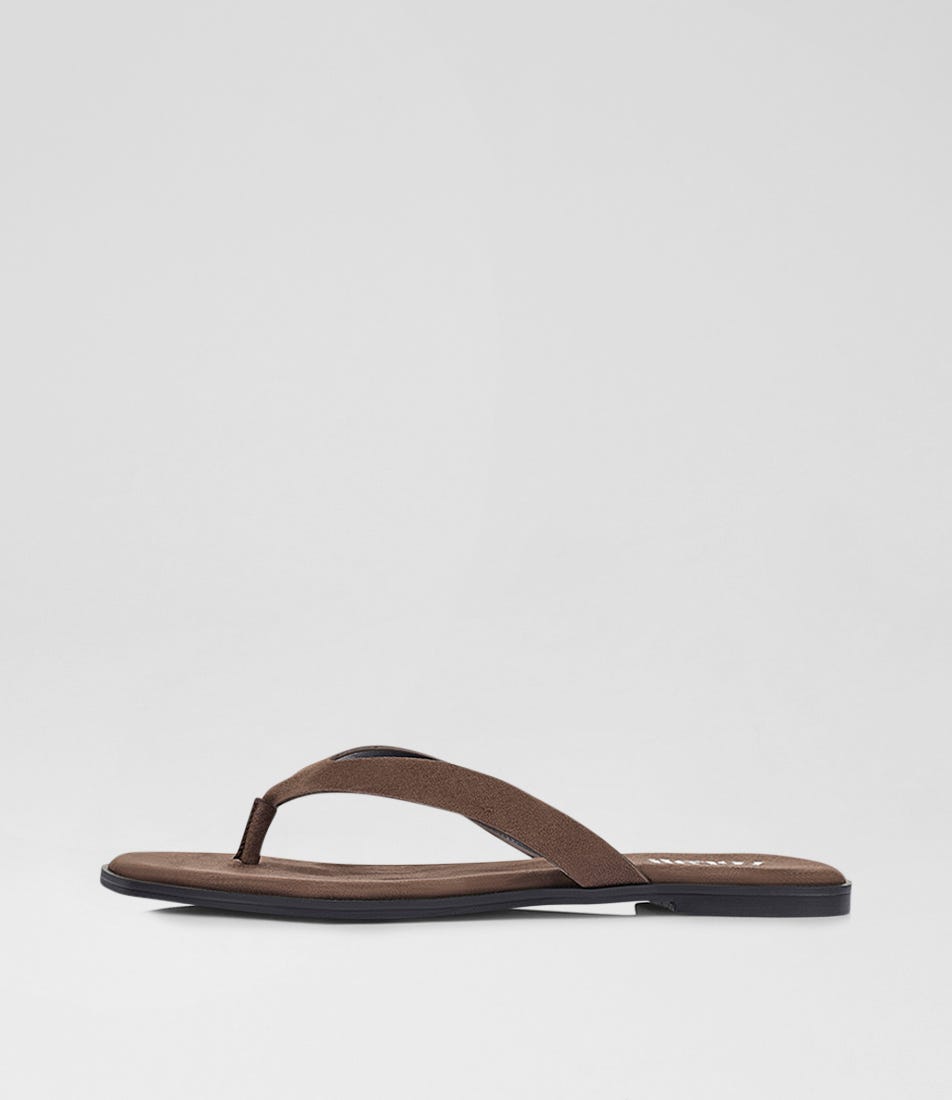 Sascha Chocolate Brown Microsuede Thongs