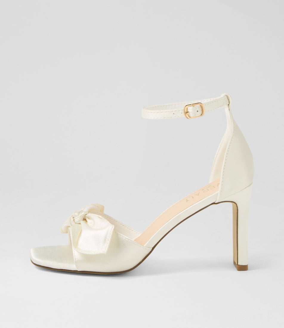 Kara White Satin Heels