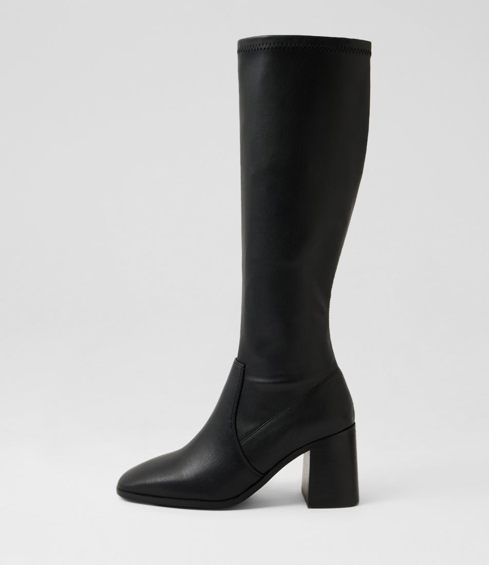 Liza Black Smooth Knee High Boots
