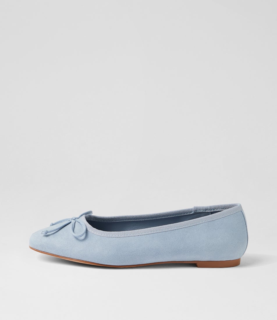 Eugenie Light Blue Microsuede Ballet Flats
