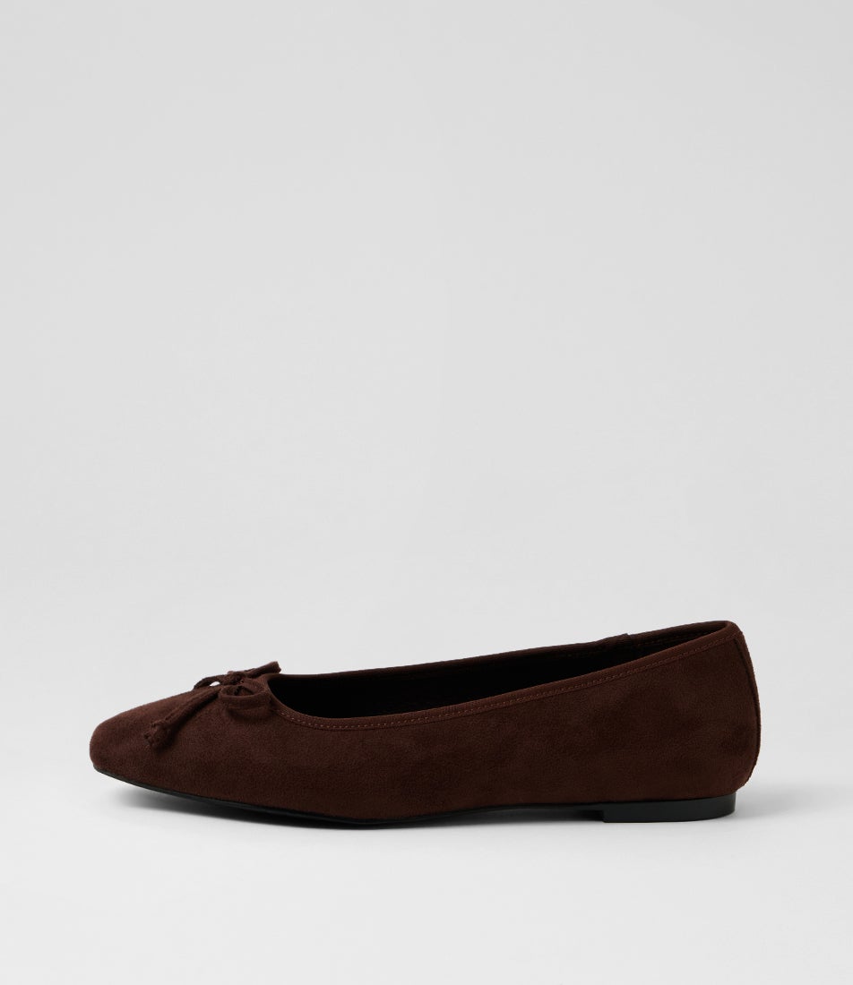 Eugenie Chocolate Brown Microsuede Ballet Flats