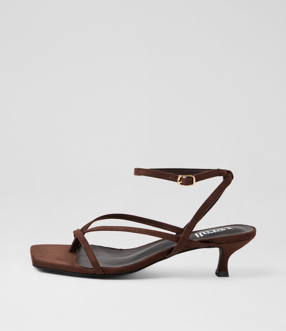 Maeve Chocolate Brown Microsuede Sandals