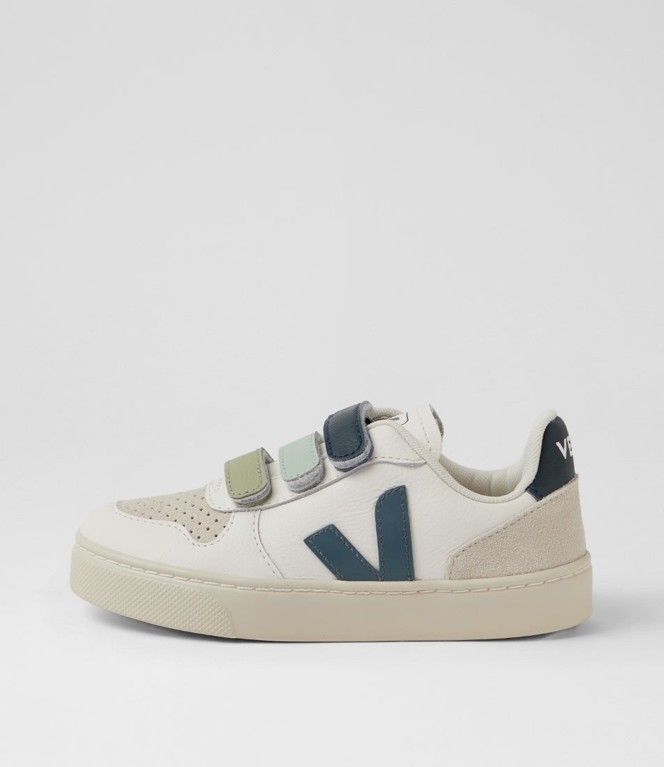 Small V 10 Junior White California Leather Slip On Sneakers
