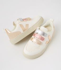 SMALL V 10 JNR VJ MULTICO EXTRA WHITE SHINY LEATHER