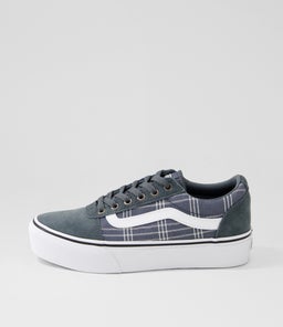 WARD PLATFORM W VN PLAID BLOCK DK SLATE LEATHER
