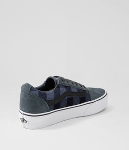 WARD PLATFORM W VN PLAID BLOCK DK SLATE LEATHER