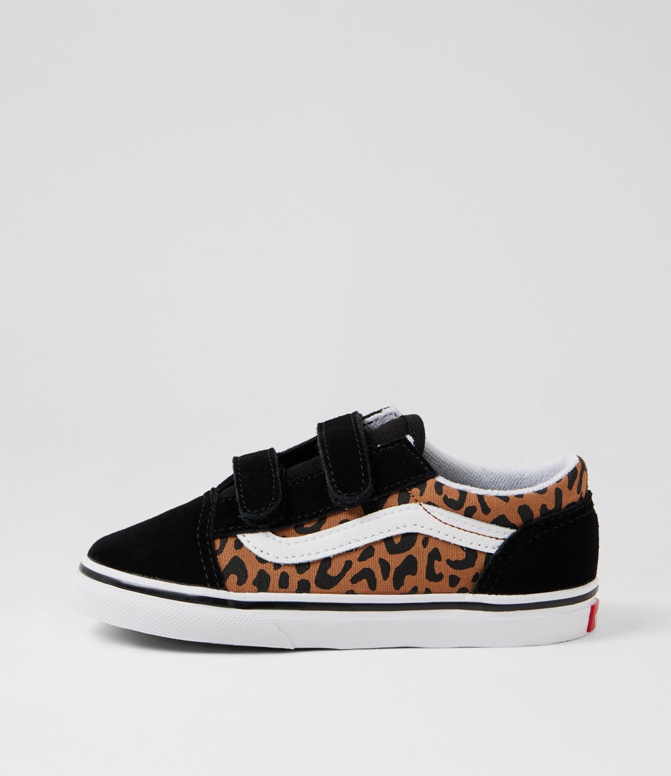 Old Skool Toddler Leopard Black Brown Suede 