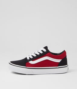 OLD SKOOL JNR VN RED MULTI TWILL SUEDE