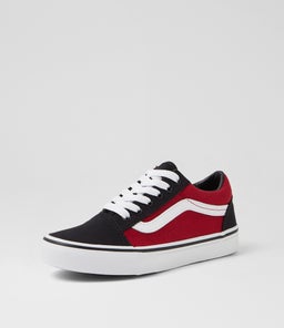 OLD SKOOL JNR VN RED MULTI TWILL SUEDE