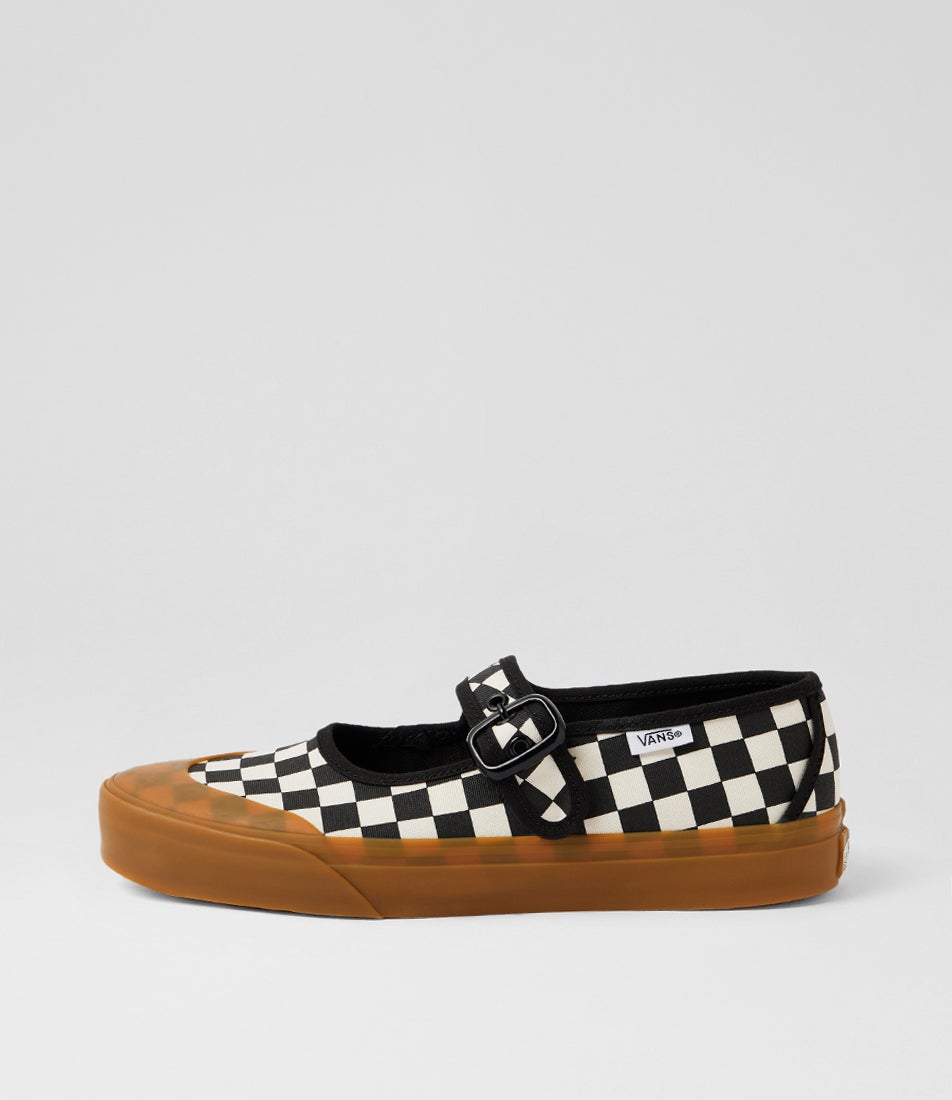Mary Jane W Black White Checkerboard Canvas Sneakers Mary Jane W Black White Checkerboard Canvas Sneakers