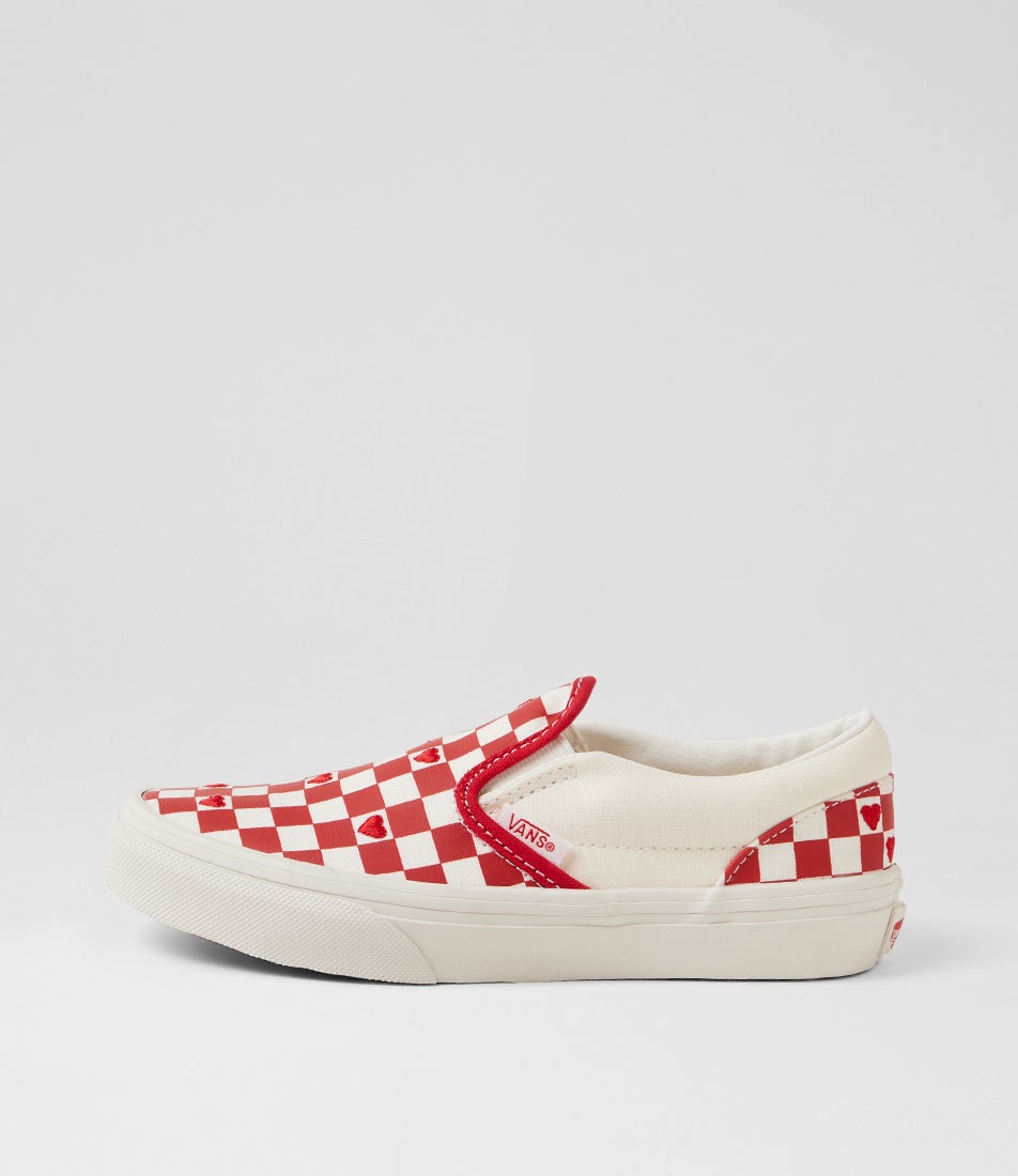 Classic Slip On Junior Valentine Red White Canvas Sneakers Classic Slip On Junior Valentine Red White Canvas Sneakers