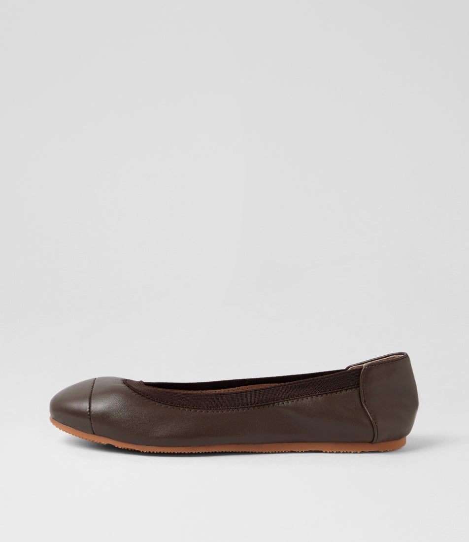 Ava Chocolate Leather Ballet Flats 
