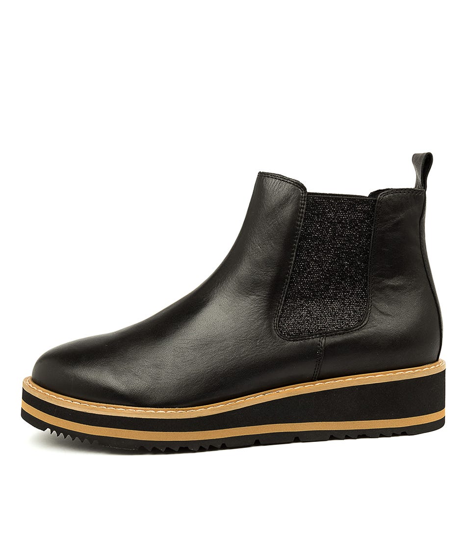walnut melbourne jade leather boot black glitter