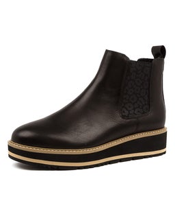 JADE WA BLACK LEOPARD GUSSET LEATHER