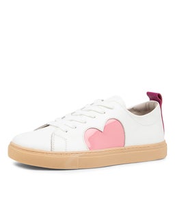 HEART SNEAKER WA WHITE PINK LEATHER