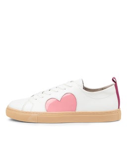 HEART SNEAKER WA WHITE PINK LEATHER