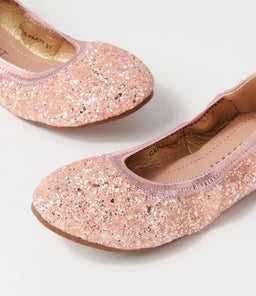 CATIE PARTY BALLET JNR WA ROSE GLITTER CANVAS