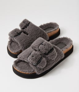 MOLLY SLIDE WA CHARCOAL FUR