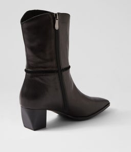 ULLA LEATHER BOOT WA BLACK LEATHER