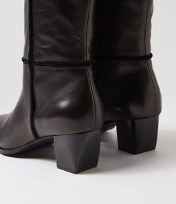 ULLA LEATHER BOOT WA BLACK LEATHER
