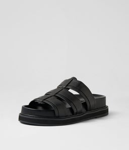 OLENA SLIDE WA BLACK LEATHER