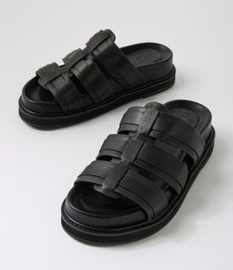 OLENA SLIDE WA BLACK LEATHER