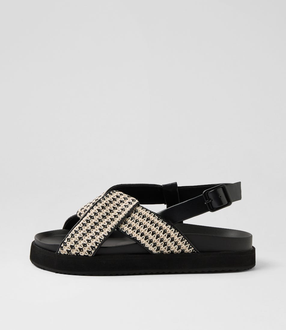 Mya Black Woven Fabric Sandals Mya Black Woven Fabric Sandals
