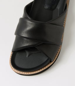 PETRA SLIDE WA BLACK LEATHER