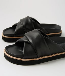 PETRA SLIDE WA BLACK LEATHER