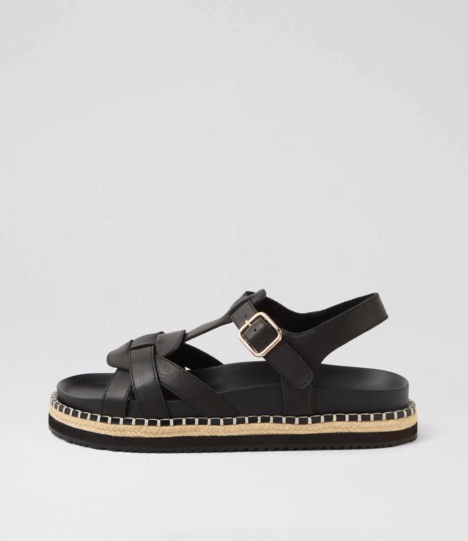 Indigo Black Leather Sandals Indigo Black Leather Sandals