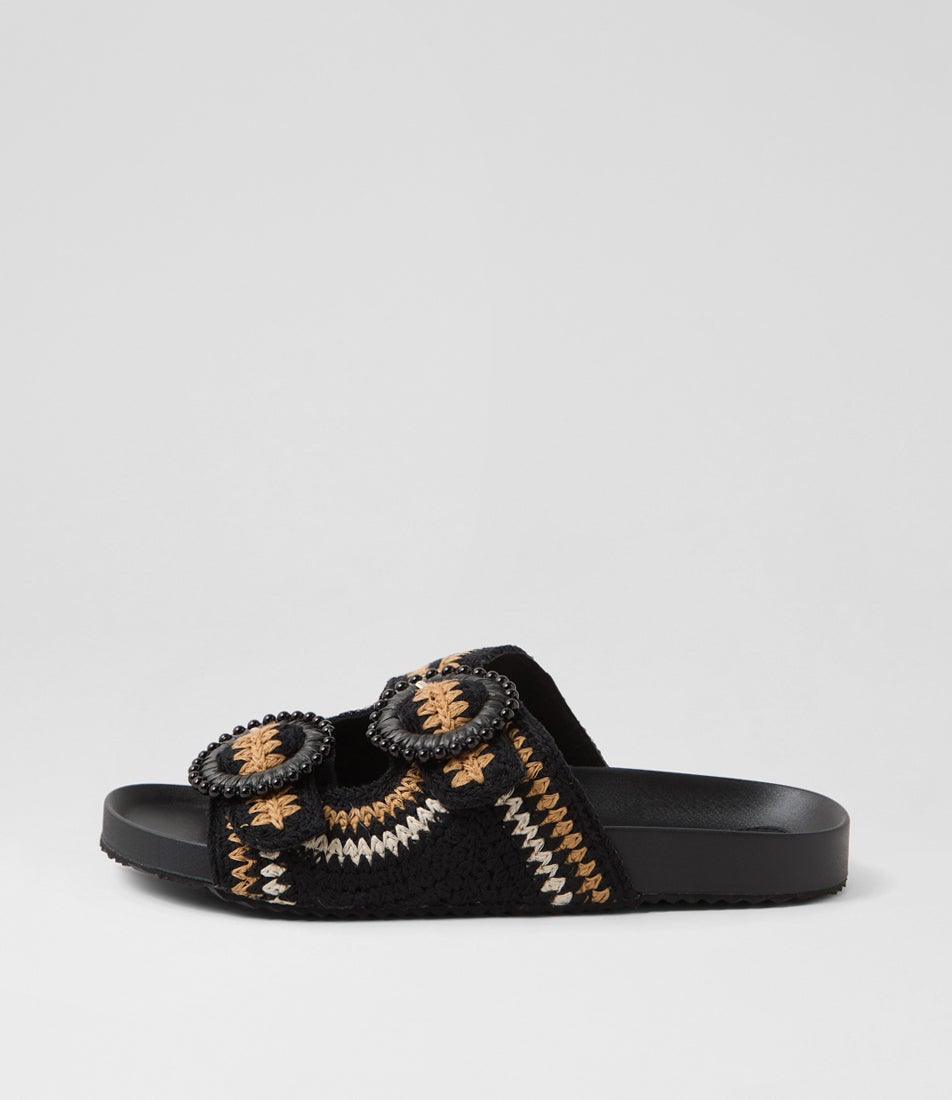 Poet Black Multi Fabric Slides Poet Black Multi Fabric Slides