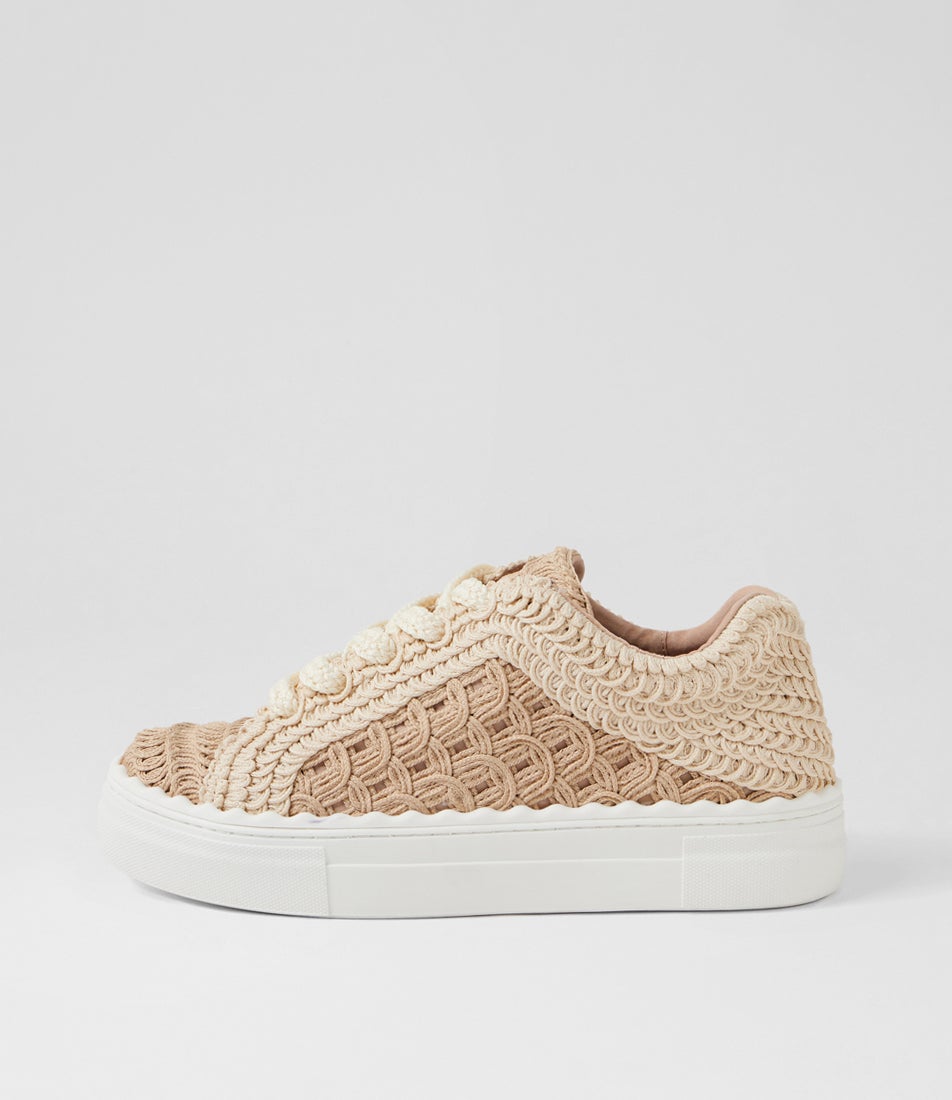 Hera Beige Multi Fabric Sneakers