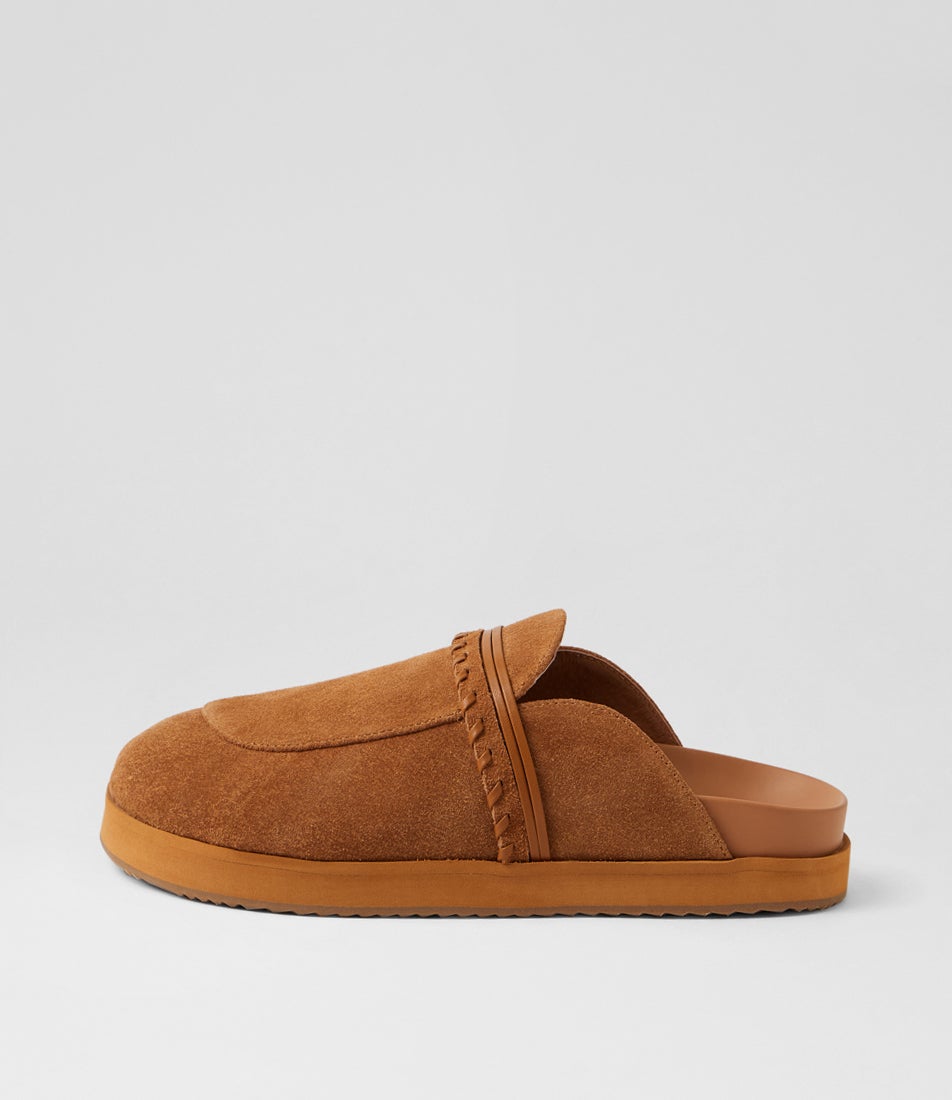 Della Tan Suede Mules