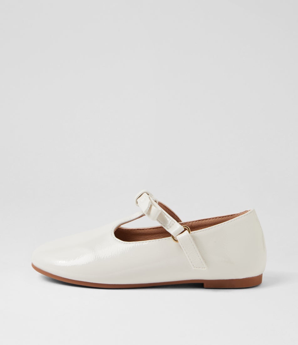 Aria Ballet Toddler Cream Patent Leather Flat Shoes
