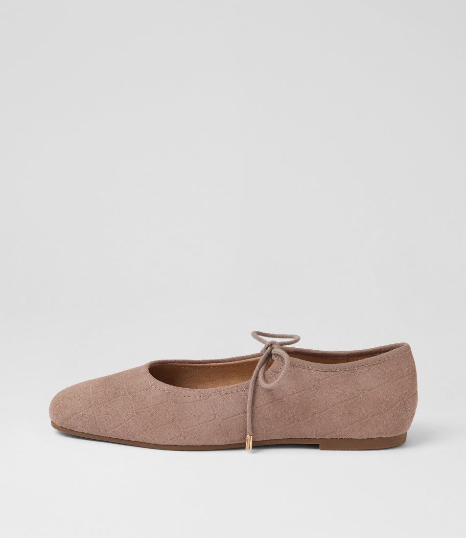 Ingrid Mauve Suede Croc Ballet Flats