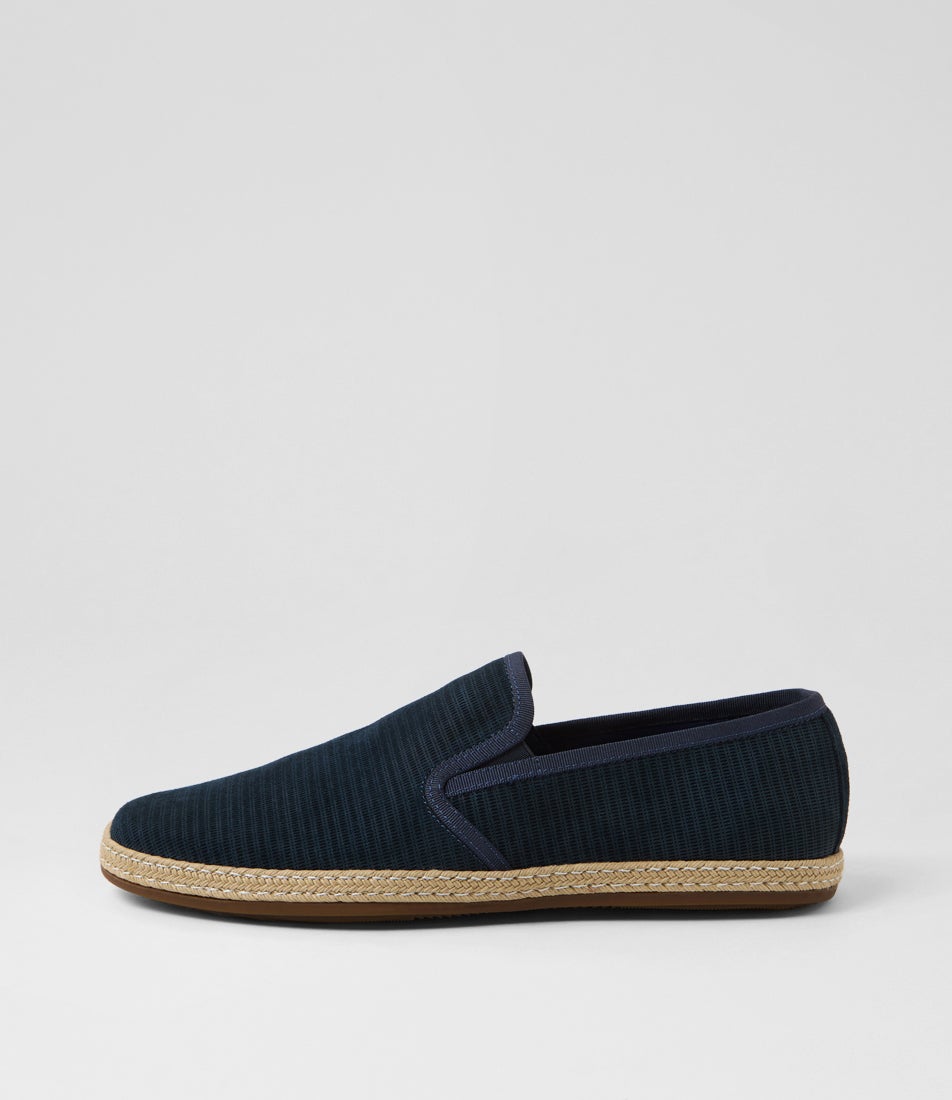 Check Navy Suede Loafers